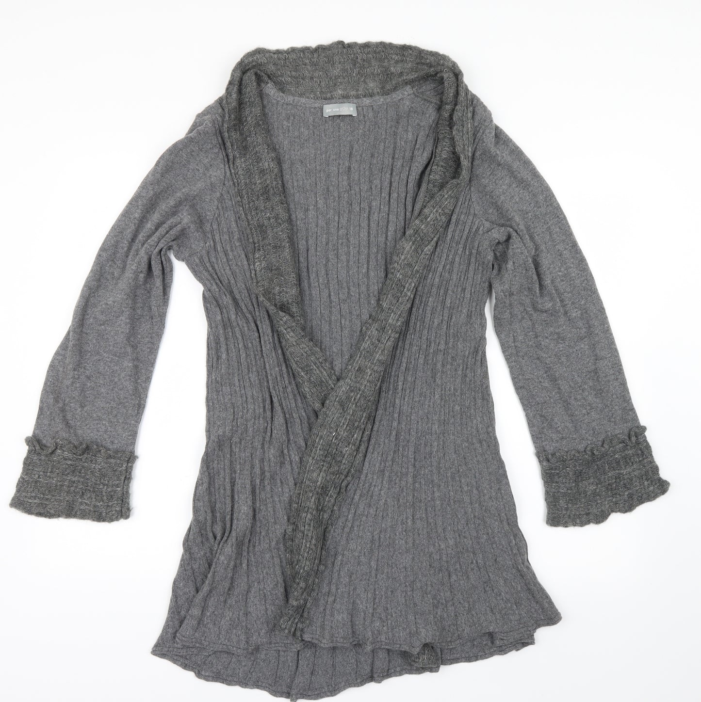 Per Una Womens Grey  Knit Cardigan Jumper Size 18