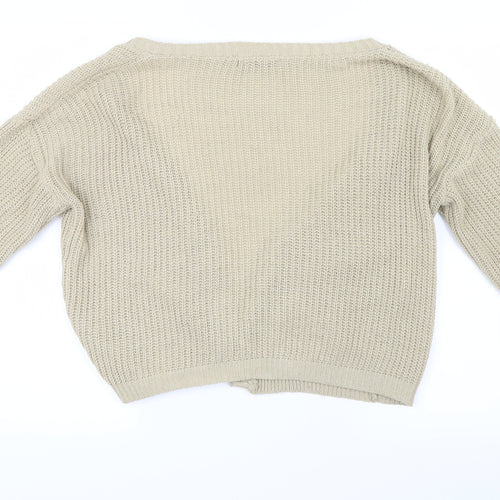 Boohoo Womens Beige  Knit Cardigan Jumper Size M