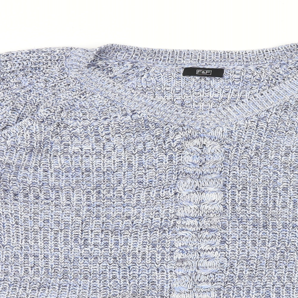 F&F Womens Blue  Knit Pullover Jumper Size 12