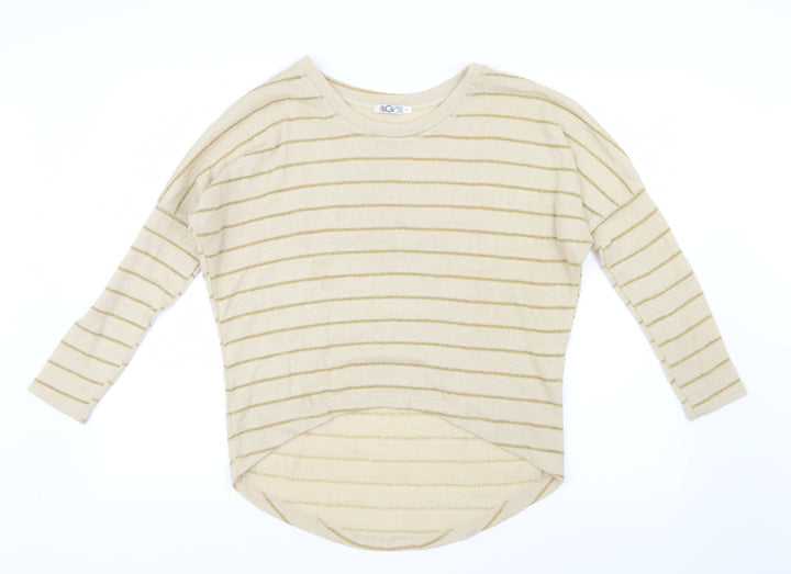 WalG Womens Gold Striped Knit Pullover Jumper Size S