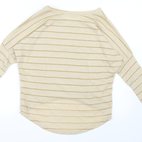 WalG Womens Gold Striped Knit Pullover Jumper Size S