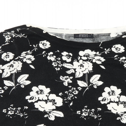 Papaya Womens Black Floral Knit Pullover Jumper Size 12