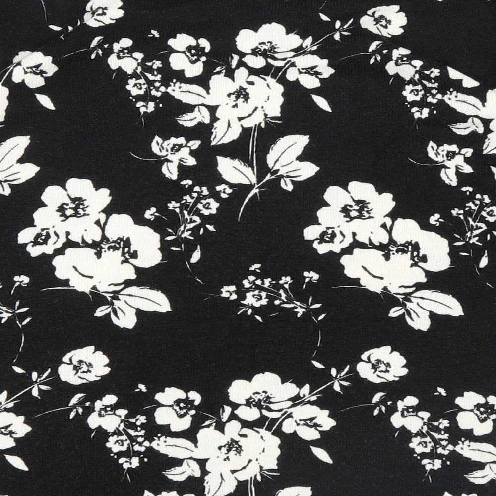 Papaya Womens Black Floral Knit Pullover Jumper Size 12
