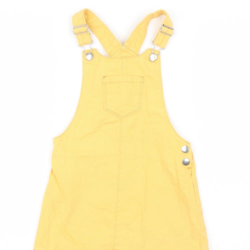 F&F Girls Yellow  Denim Pinafore/Dungaree Dress  Size 5-6 Years
