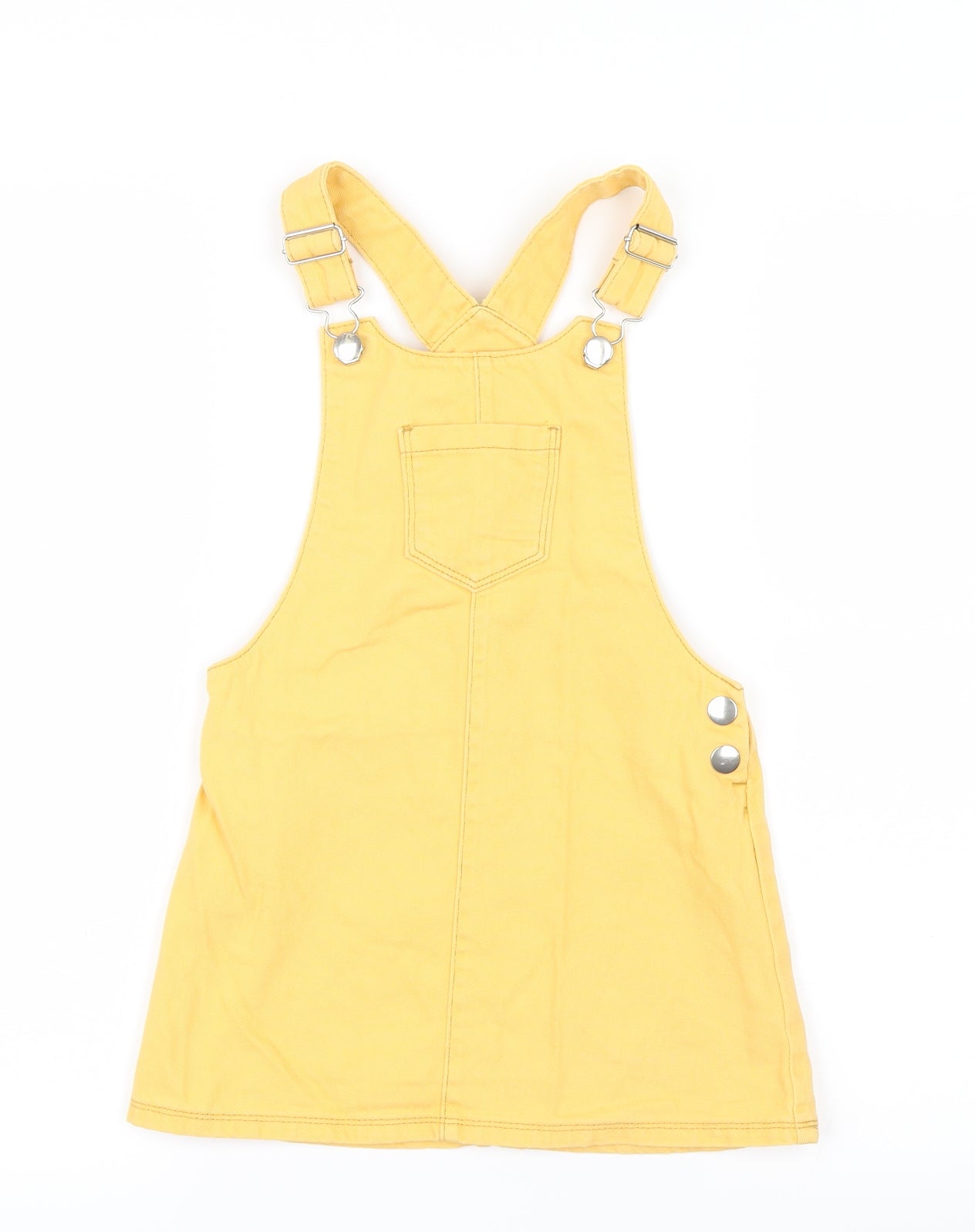 F&F Girls Yellow  Denim Pinafore/Dungaree Dress  Size 5-6 Years