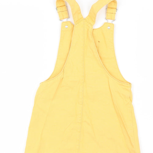 F&F Girls Yellow  Denim Pinafore/Dungaree Dress  Size 5-6 Years