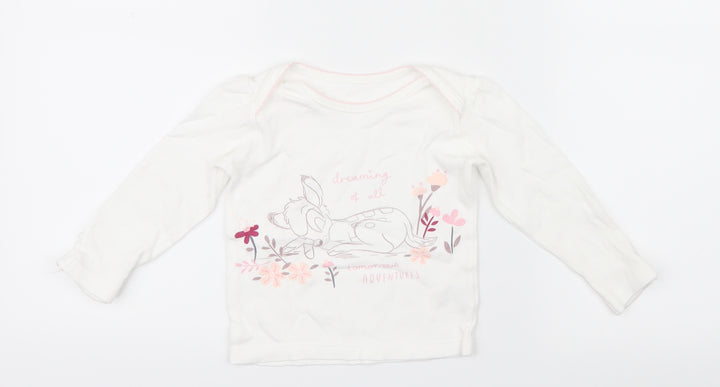 George Girls White Geometric Capri Pyjama Top Size 6-9 Months