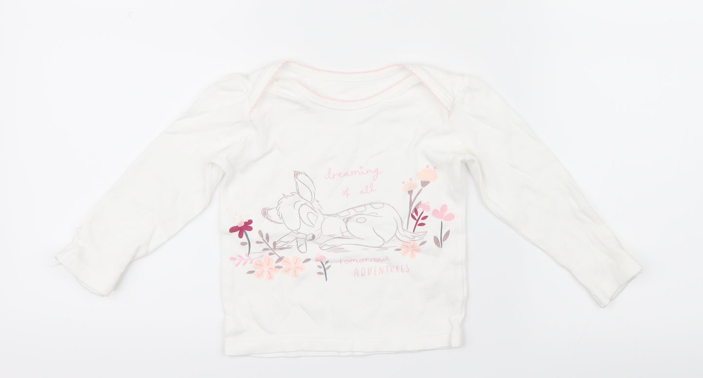 George Girls White Geometric  Capri Pyjama Top Size 6-9 Months