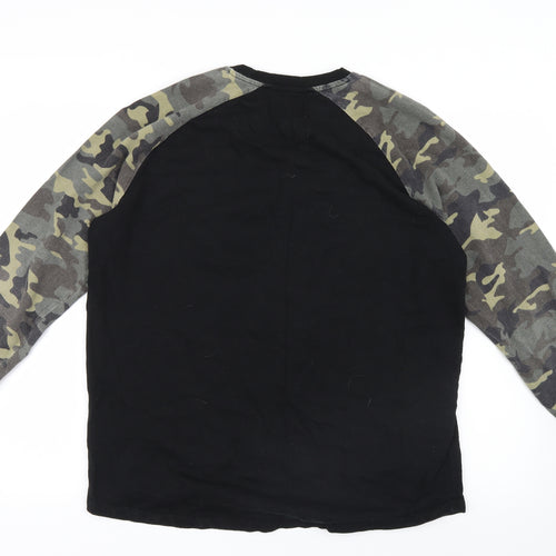 Primark Mens Black Camouflage Knit Pullover Jumper Size L