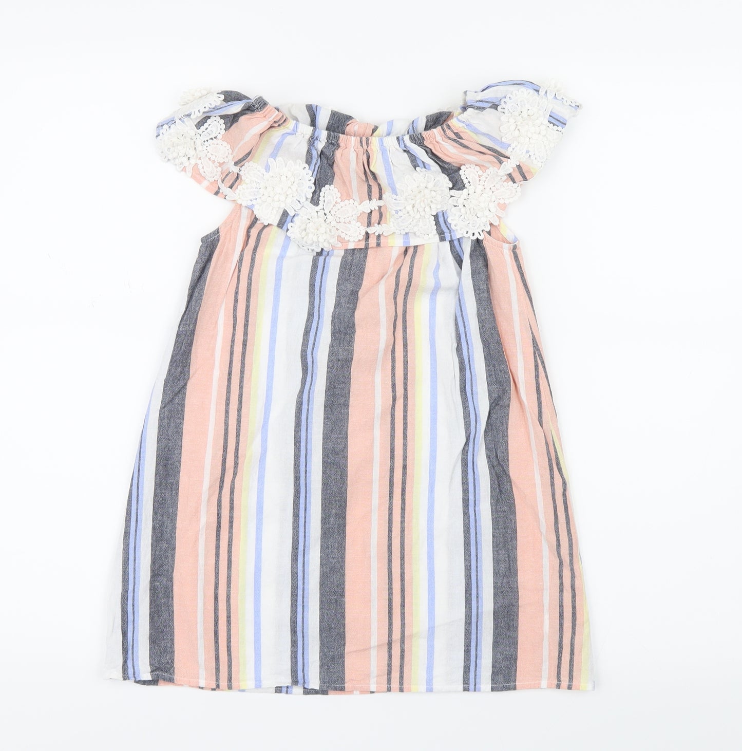 River Island Girls Pink Striped  Shirt Dress  Size 4-5 Years