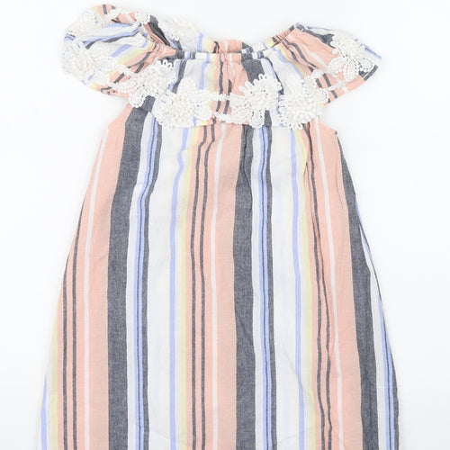 River Island Girls Pink Striped  Shirt Dress  Size 4-5 Years