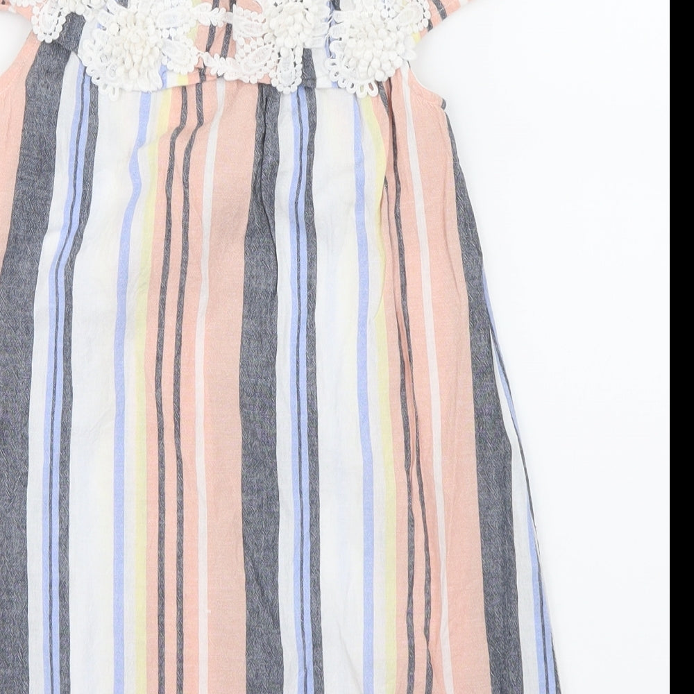 River Island Girls Pink Striped  Shirt Dress  Size 4-5 Years