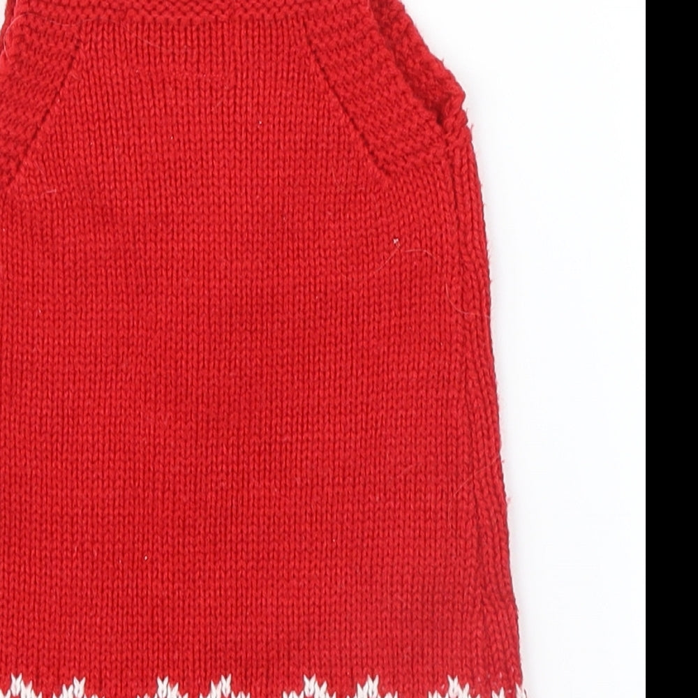 F&F Girls Red  Knit Pinafore/Dungaree Dress  Size 3-6 Months  - Christmas