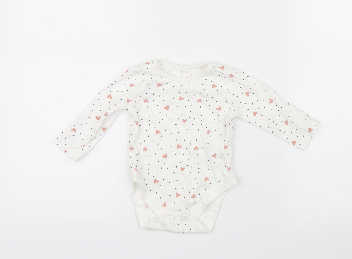 George Girls White Geometric  Babygrow One-Piece Size 3-6 Months  - Hearts