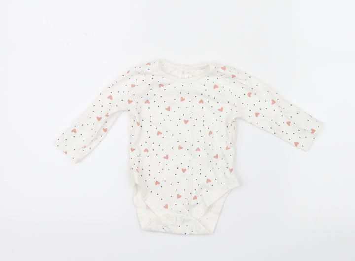 George Girls White Geometric  Babygrow One-Piece Size 3-6 Months  - Hearts