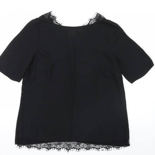Matalan Womens Black  Mesh Basic Blouse Size 14  - Lace detail