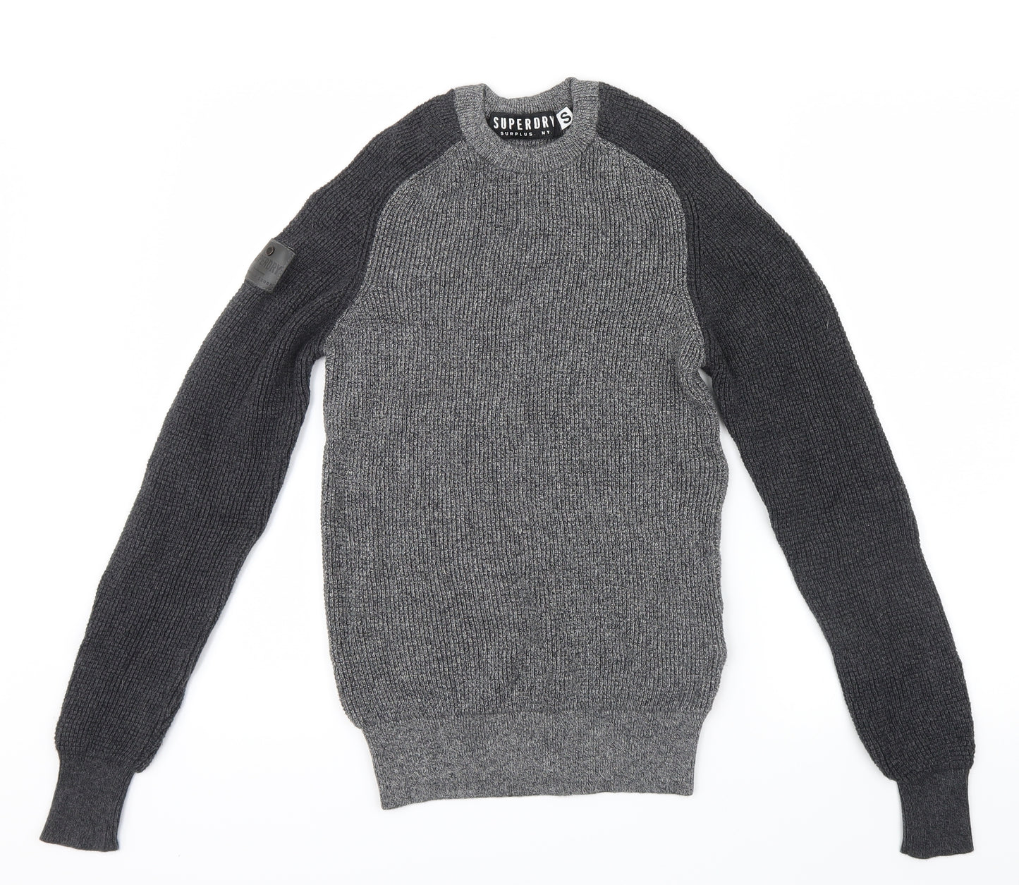 Superdry Mens Grey  Knit Pullover Jumper Size S