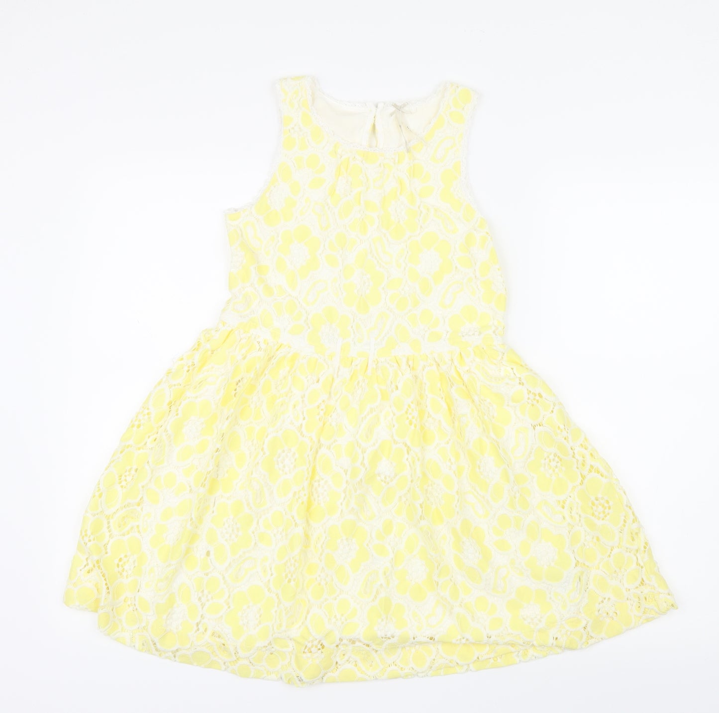NEXT Girls Yellow Floral  Fit & Flare  Size 10 Years