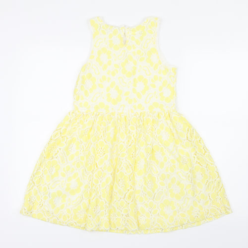 NEXT Girls Yellow Floral  Fit & Flare  Size 10 Years
