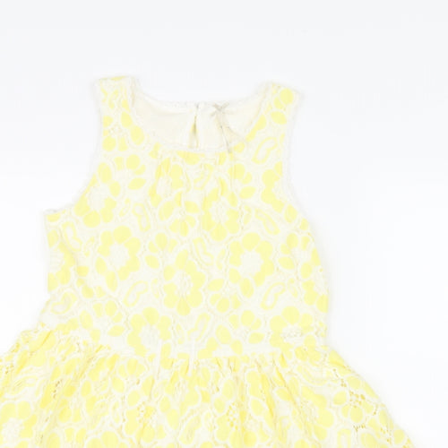 NEXT Girls Yellow Floral  Fit & Flare  Size 10 Years