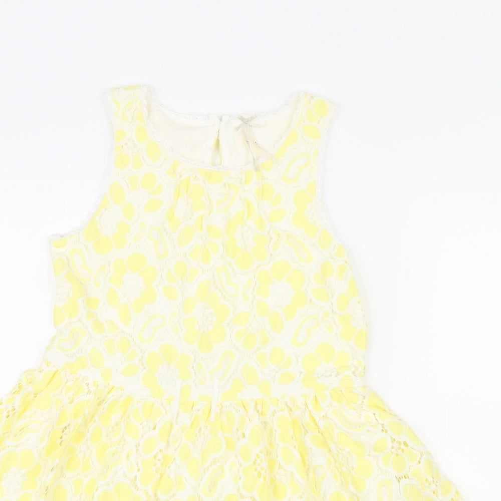 NEXT Girls Yellow Floral  Fit & Flare  Size 10 Years