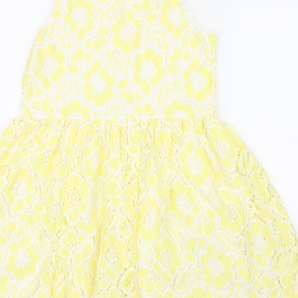 NEXT Girls Yellow Floral  Fit & Flare  Size 10 Years