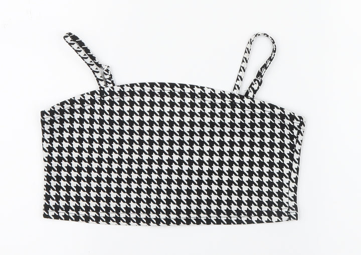 SheIn Girls Black Houndstooth  Cropped Casual Size 8-9 Years