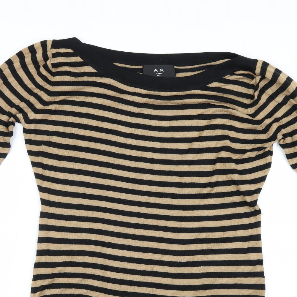 AX Paris Womens Brown Striped Knit Pullover Jumper Size M