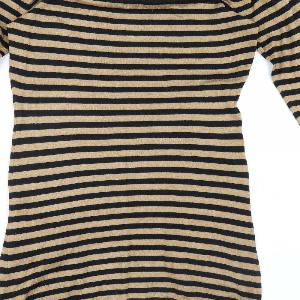 AX Paris Womens Brown Striped Knit Pullover Jumper Size M