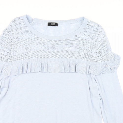 F&F Womens Blue  Knit Pullover Jumper Size 14  - Frill detail