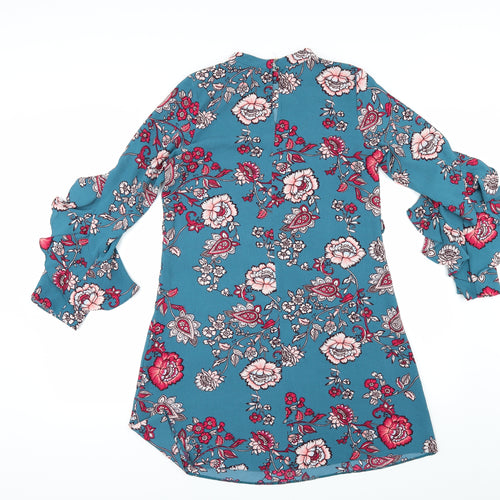 Peacocks Womens Blue Floral  Sheath  Size 10