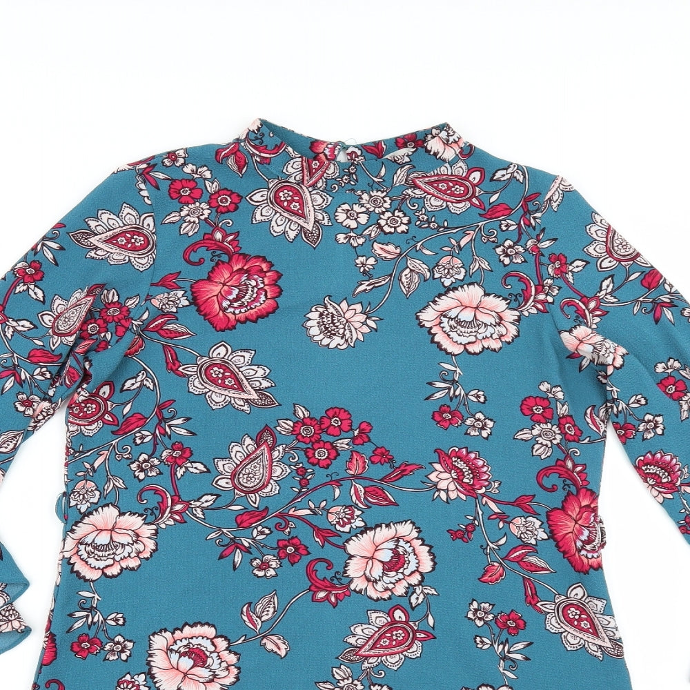 Peacocks Womens Blue Floral  Sheath  Size 10