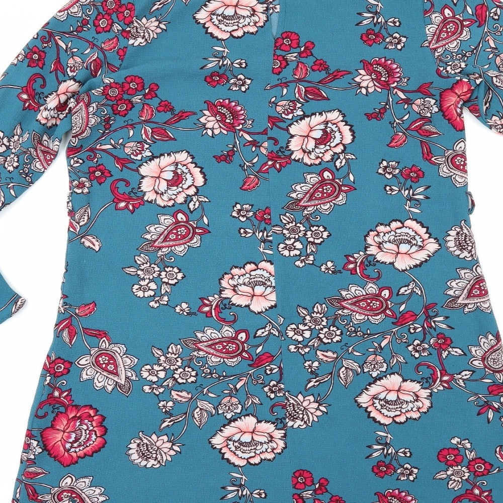 Peacocks Womens Blue Floral  Sheath  Size 10
