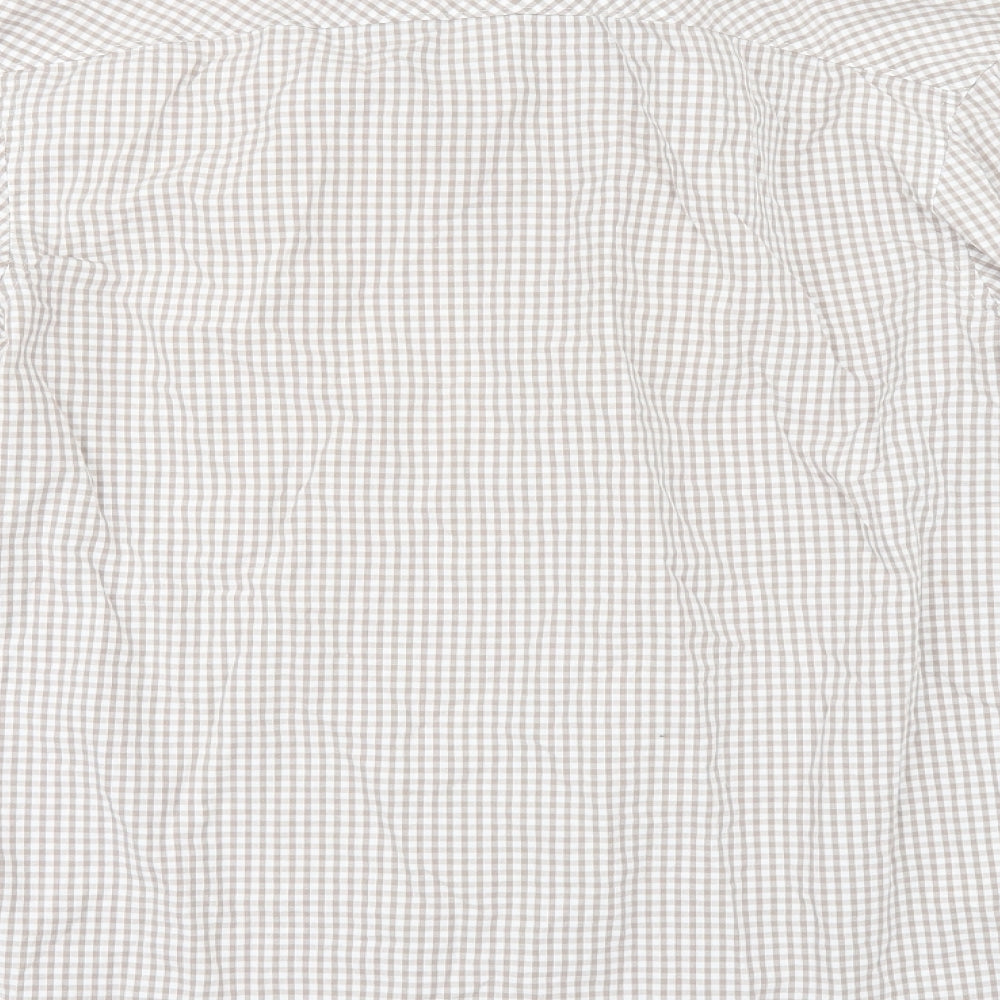 Penguin Mens Beige Check   Button-Up Size M