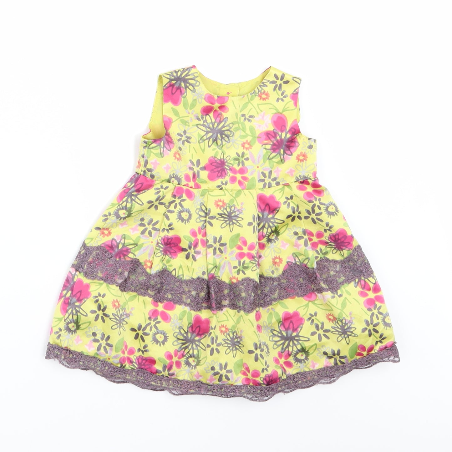 Marks and Spencer Girls Yellow Floral  A-Line  Size 6-9 Months