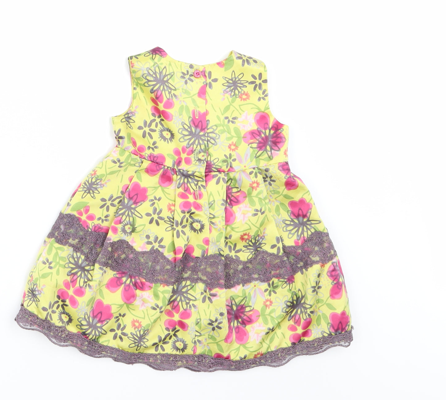 Marks and Spencer Girls Yellow Floral  A-Line  Size 6-9 Months