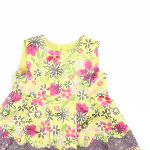 Marks and Spencer Girls Yellow Floral  A-Line  Size 6-9 Months