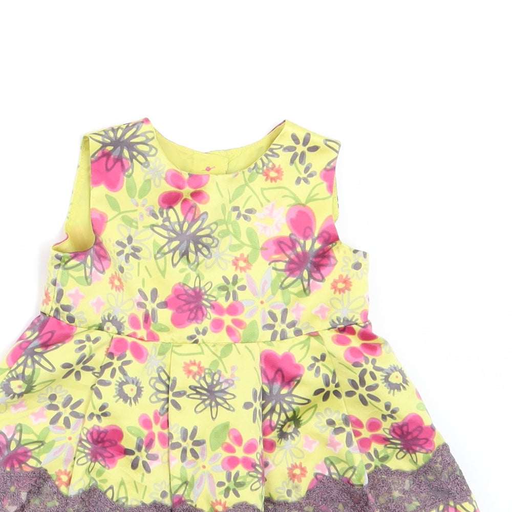 Marks and Spencer Girls Yellow Floral  A-Line  Size 6-9 Months