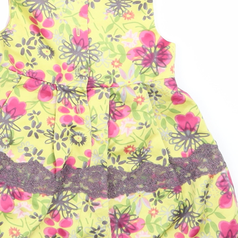 Marks and Spencer Girls Yellow Floral  A-Line  Size 6-9 Months