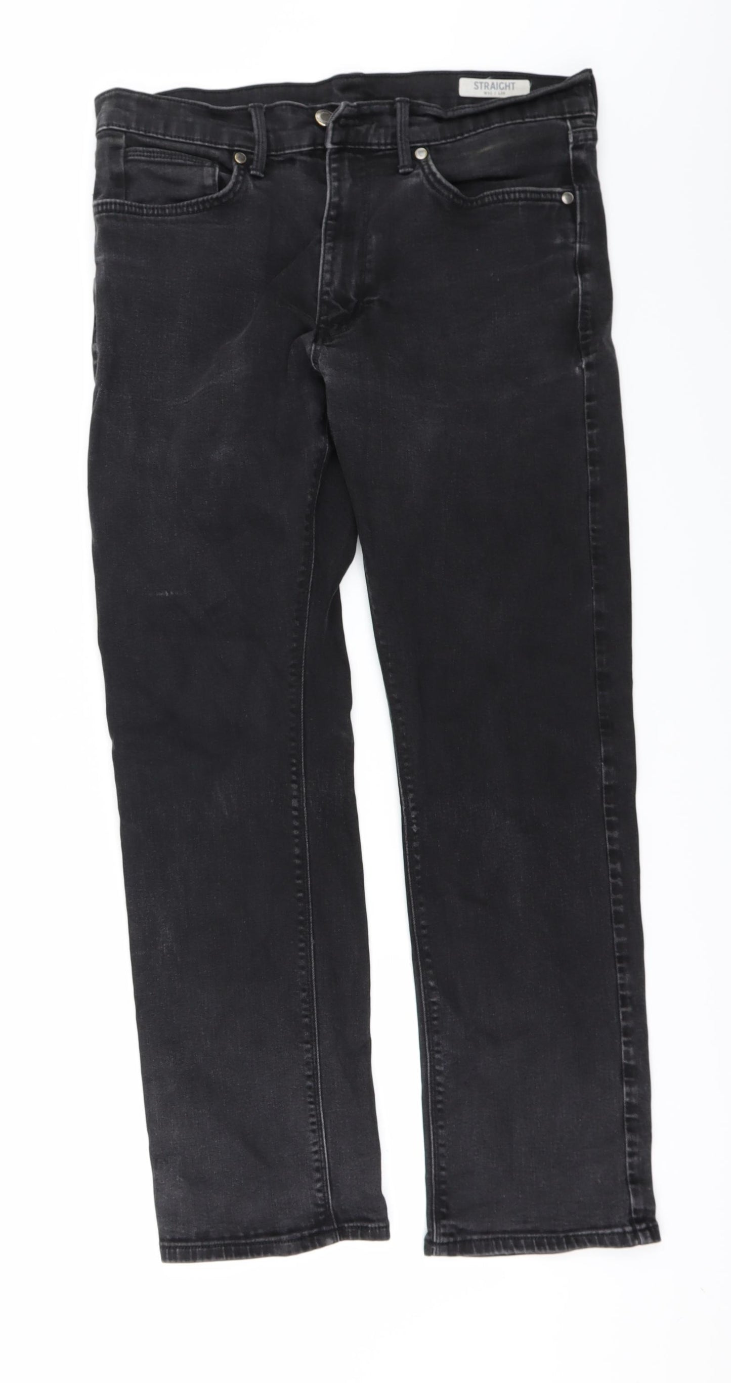 Marks and Spencer Mens Black  Denim Straight Jeans Size 32 in L29 in