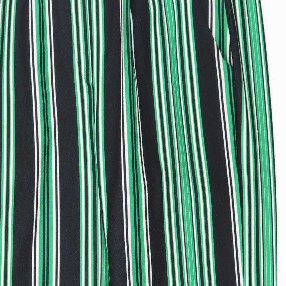 CAMEO ROSE Womens Green Striped  Trousers  Size 12 L26 in