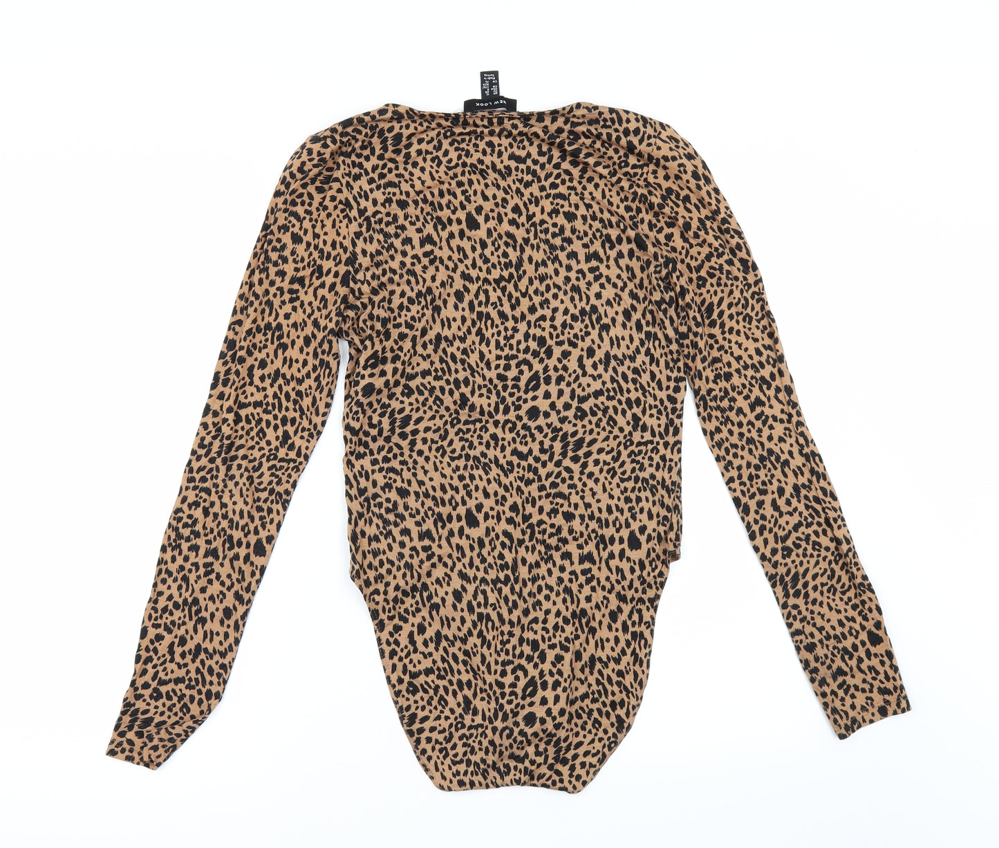 New Look Womens Beige Animal Print  Bodysuit One-Piece Size 12