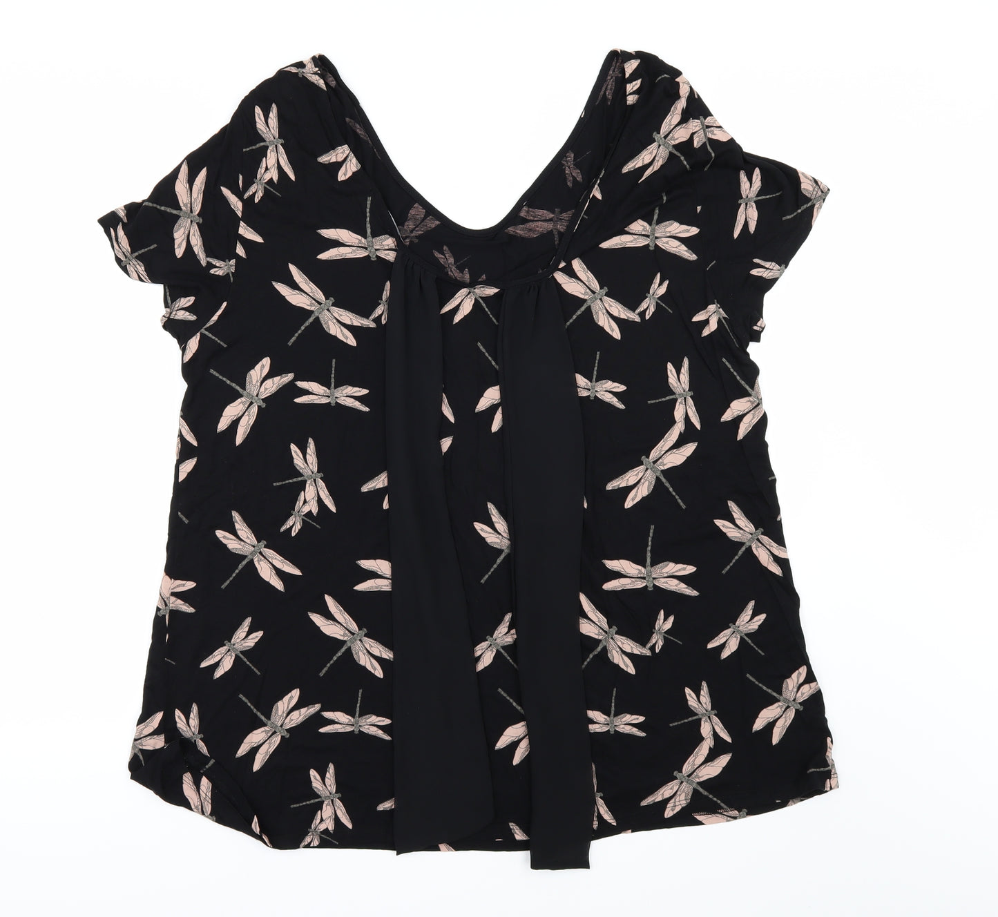 NEXT Womens Black Geometric  Basic T-Shirt Size 20