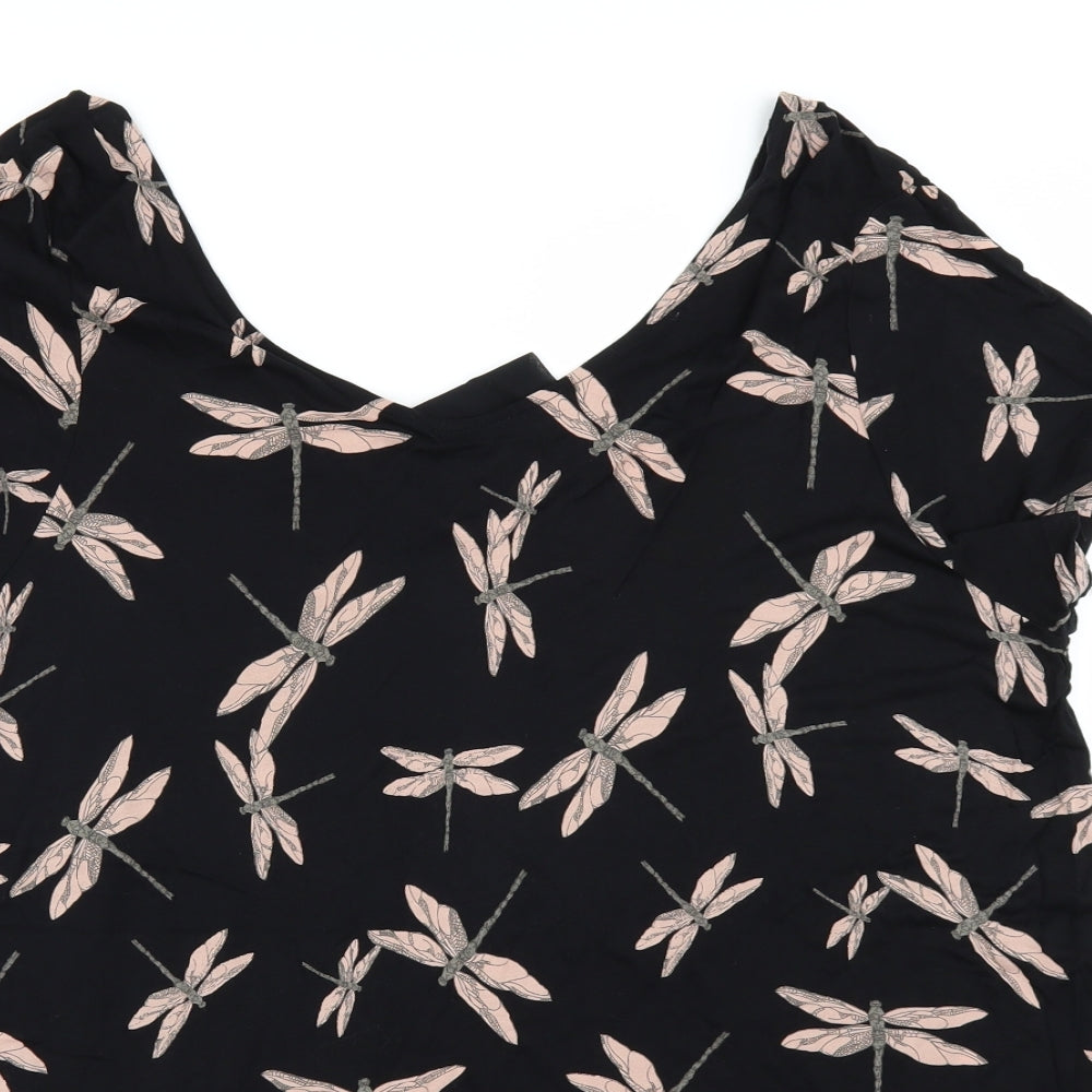 NEXT Womens Black Geometric  Basic T-Shirt Size 20