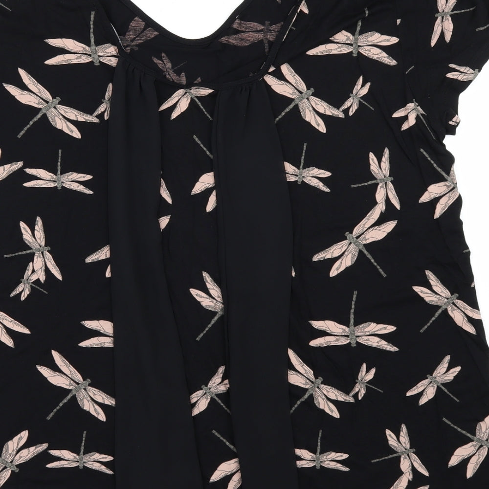 NEXT Womens Black Geometric  Basic T-Shirt Size 20