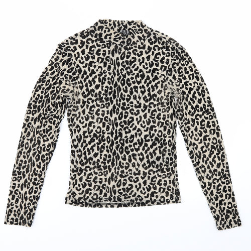 New Look Womens Beige Animal Print  Basic T-Shirt Size 10