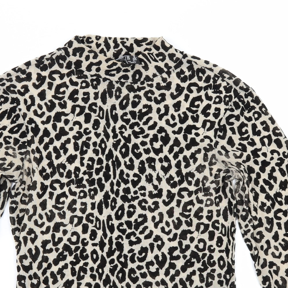 New Look Womens Beige Animal Print  Basic T-Shirt Size 10