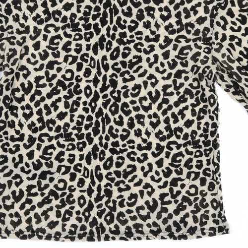 New Look Womens Beige Animal Print  Basic T-Shirt Size 10