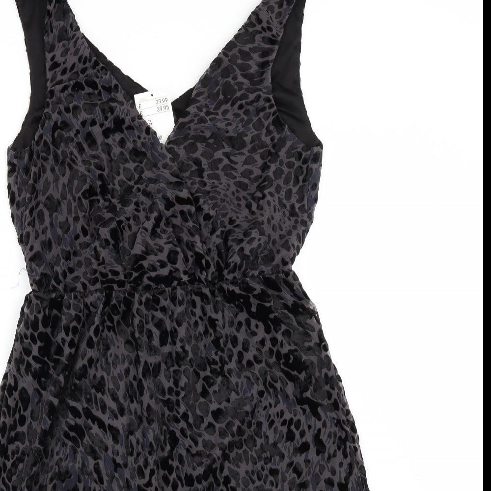H&M Womens Black Animal Print  A-Line  Size 12