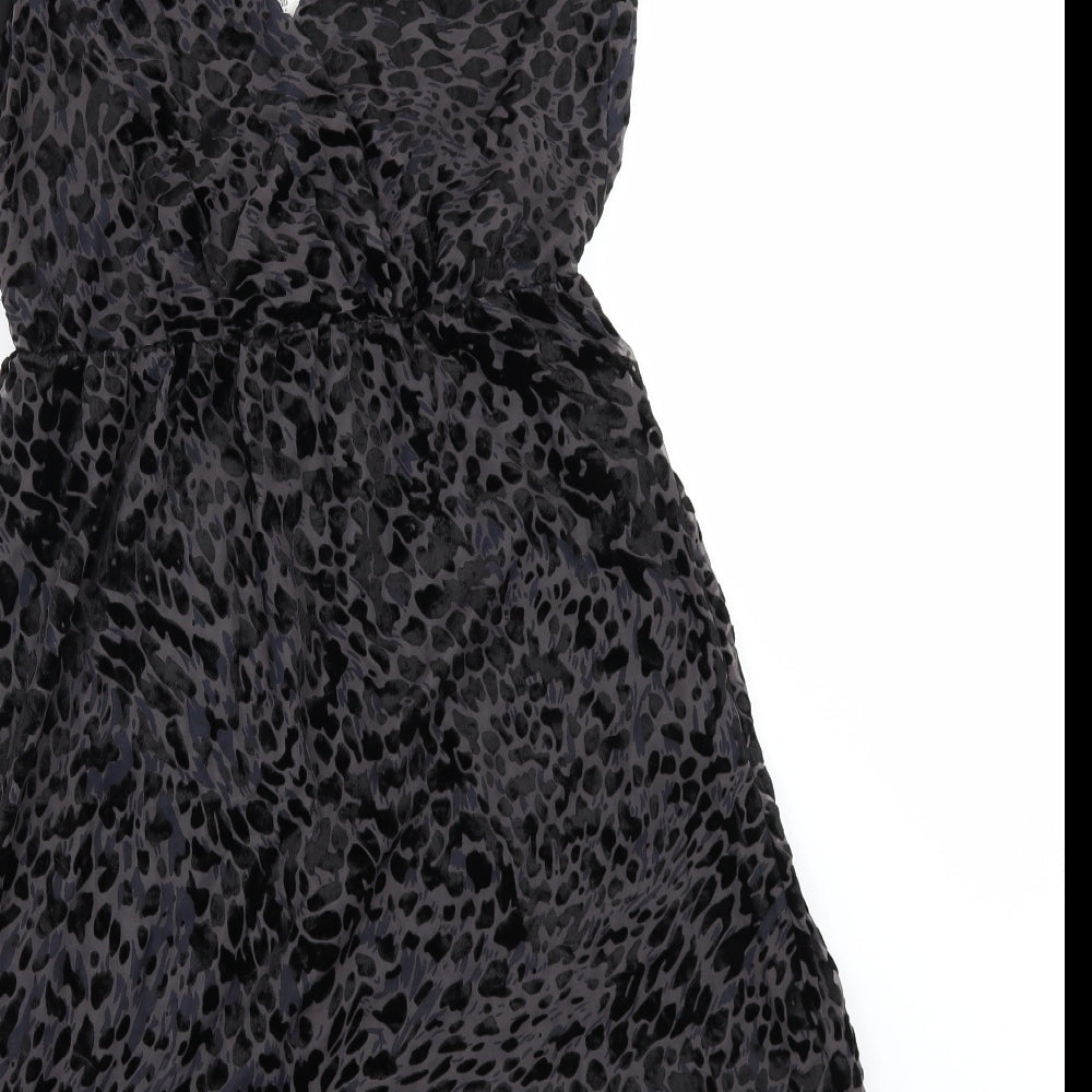 H&M Womens Black Animal Print  A-Line  Size 12